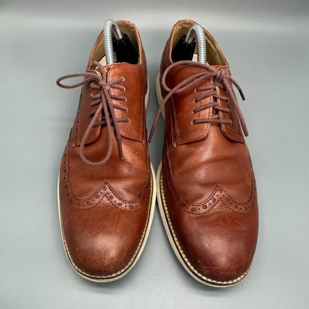 Cole Haan Original Grand Men's 10.5 Brown Leather Energyweave Wingtip Oxfords